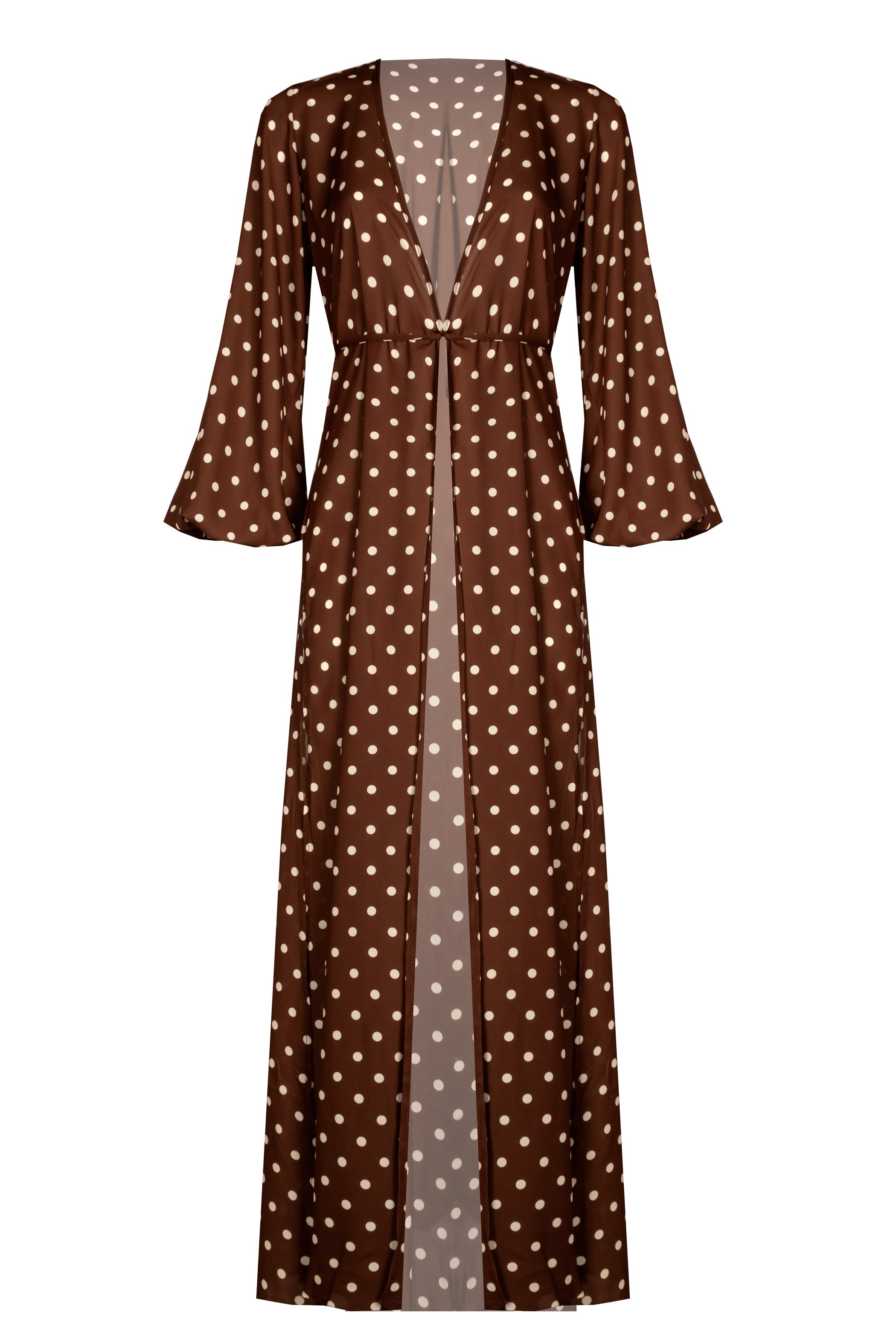 Kimono Lungo APRIL Pois Brown - Sand Shop