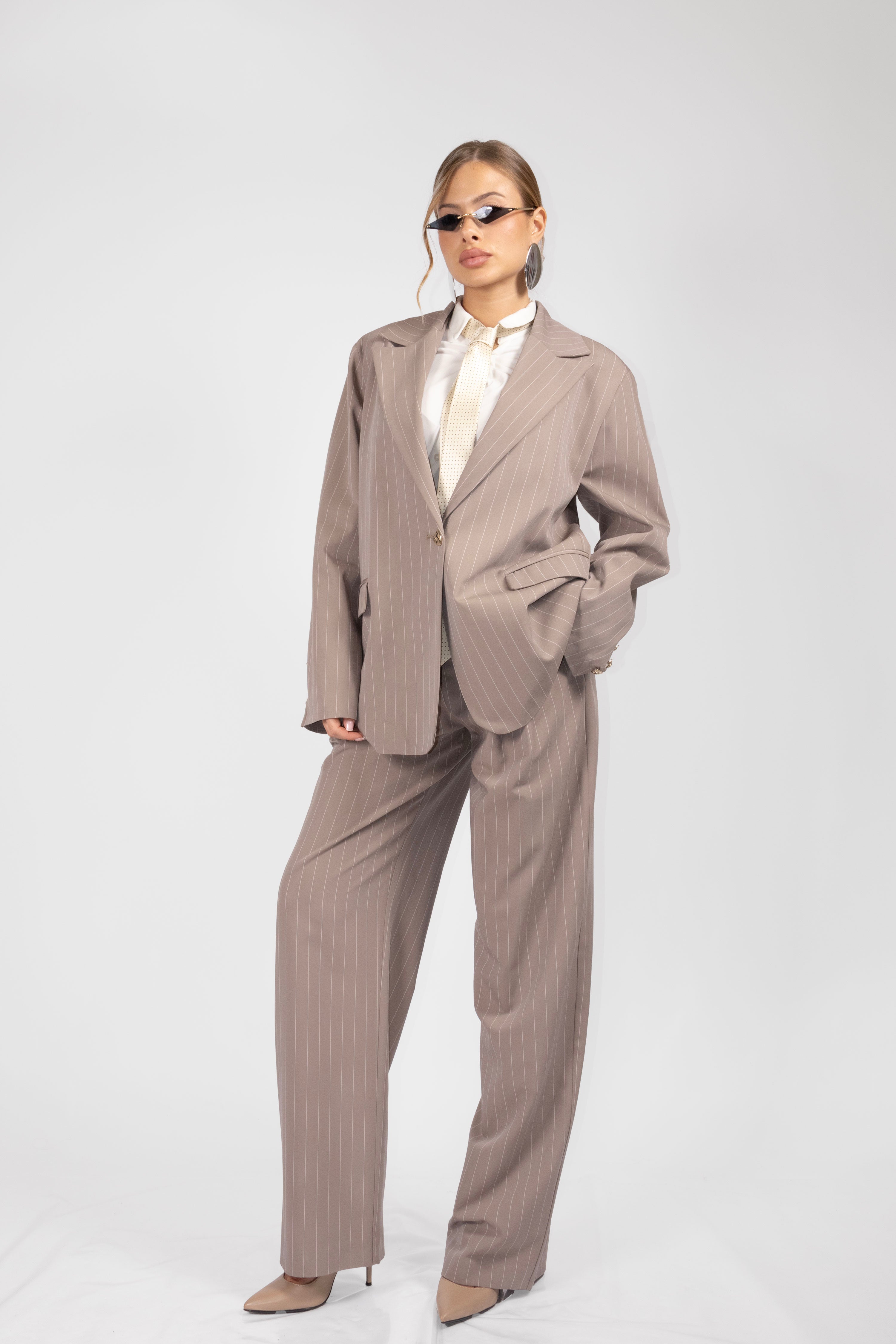Pant LEONTINE Taupe Gessato