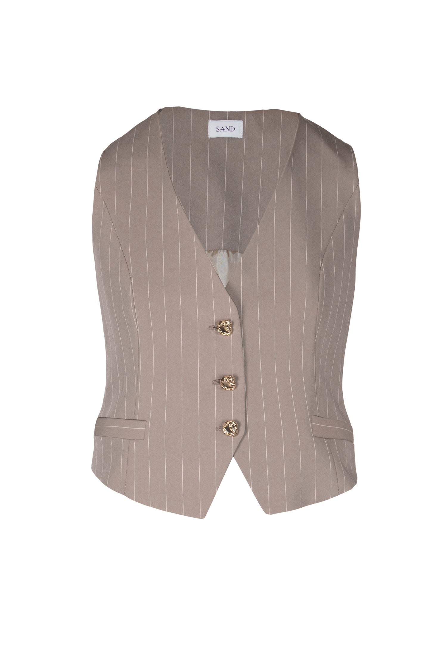Gilet LISE Taupe Gessato