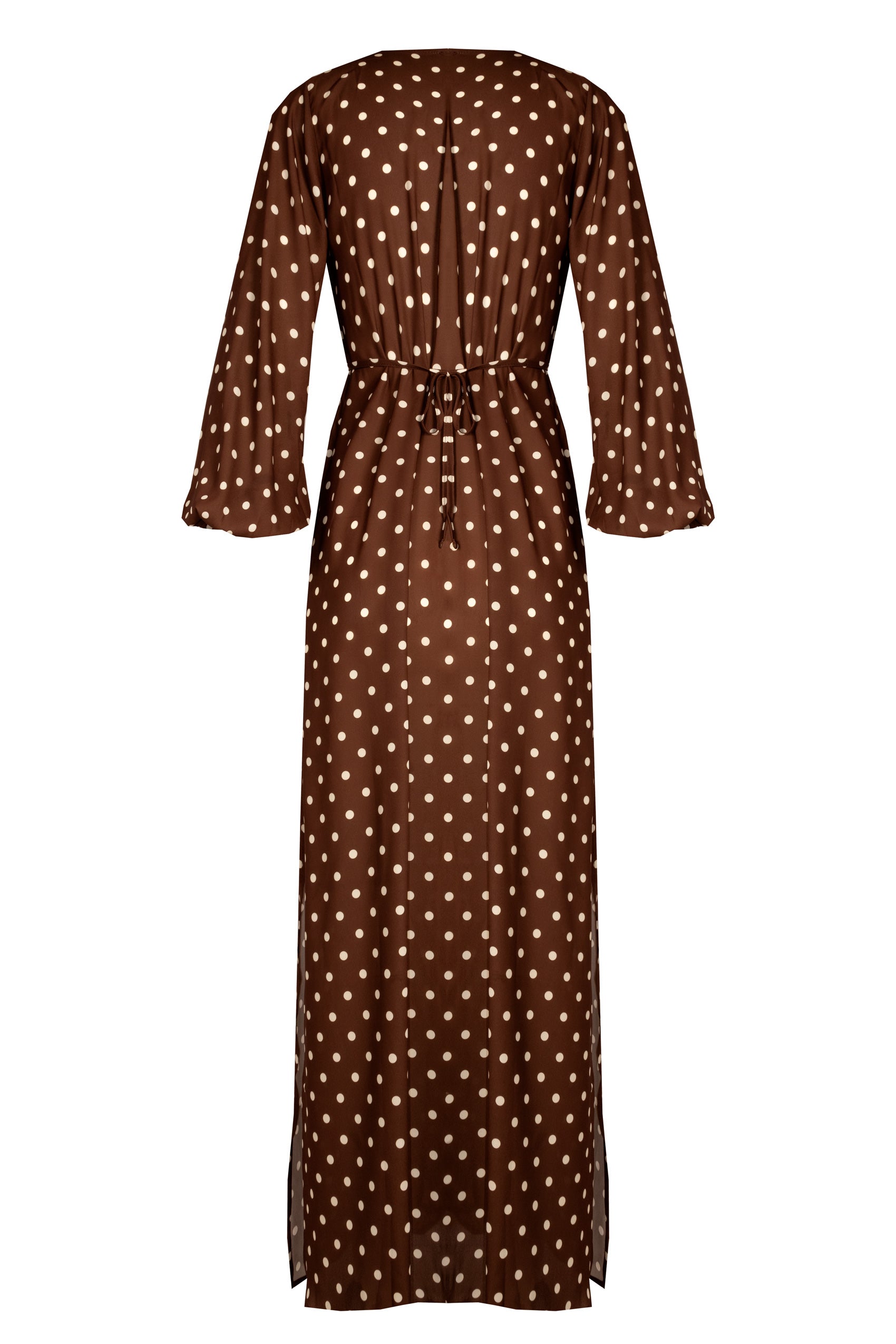 Kimono Lungo APRIL Pois Brown - Sand Shop