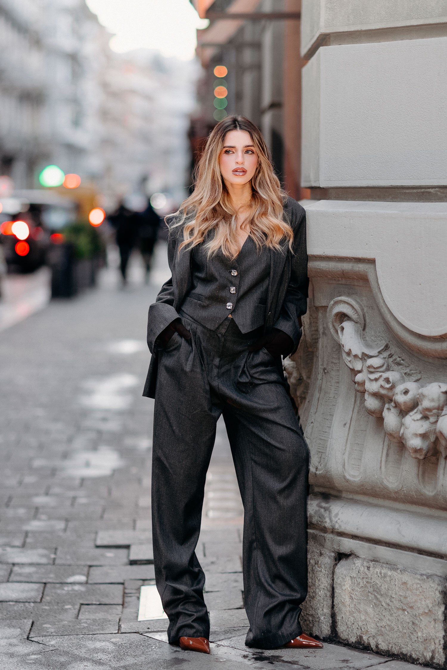 Gilet MARTINA Gessato Glitter Grey