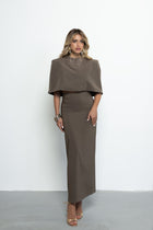 VIVIANA Taupe long skirt