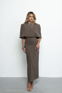 VIVIANA Taupe long skirt