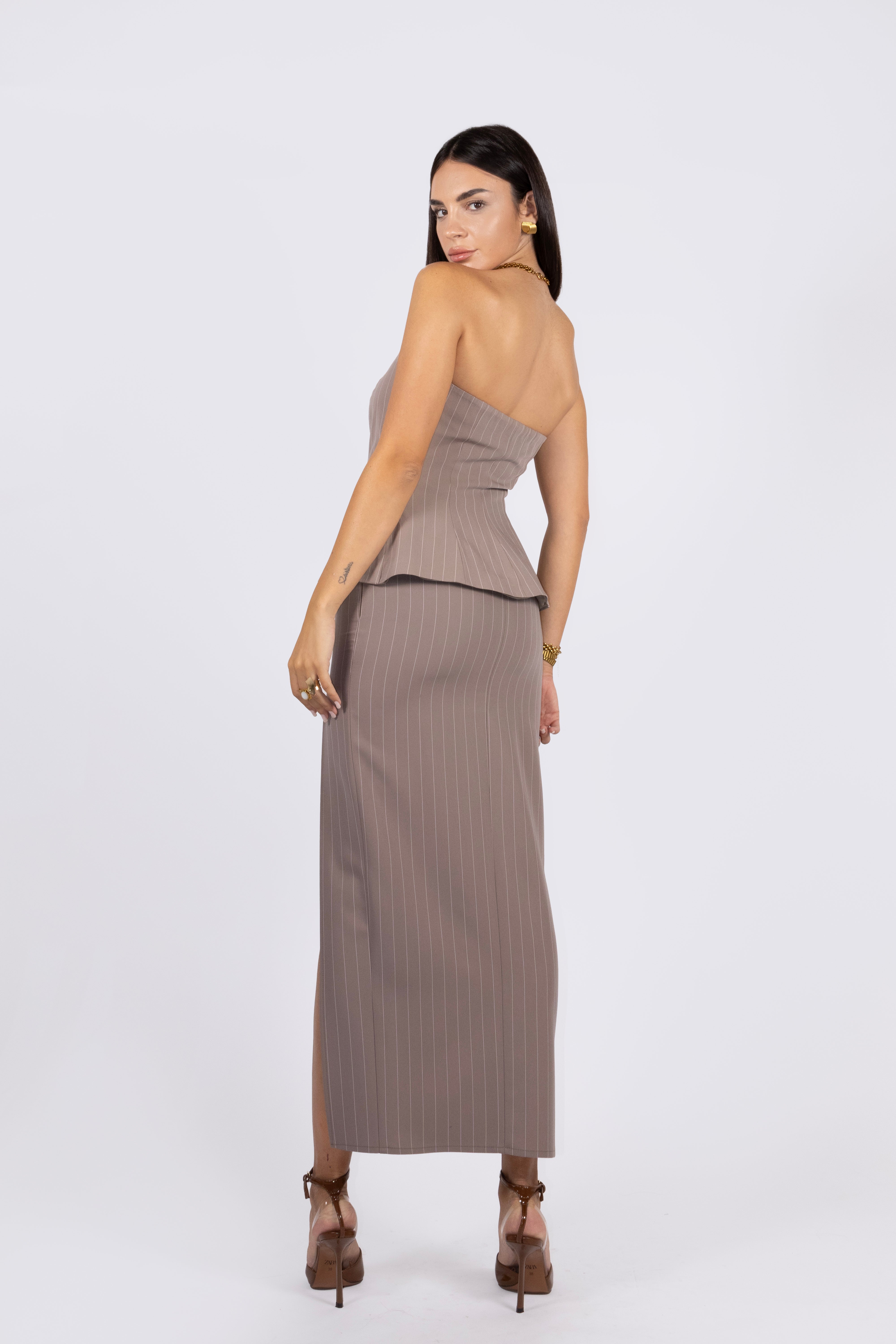 Top ALIZEE Taupe Gessato