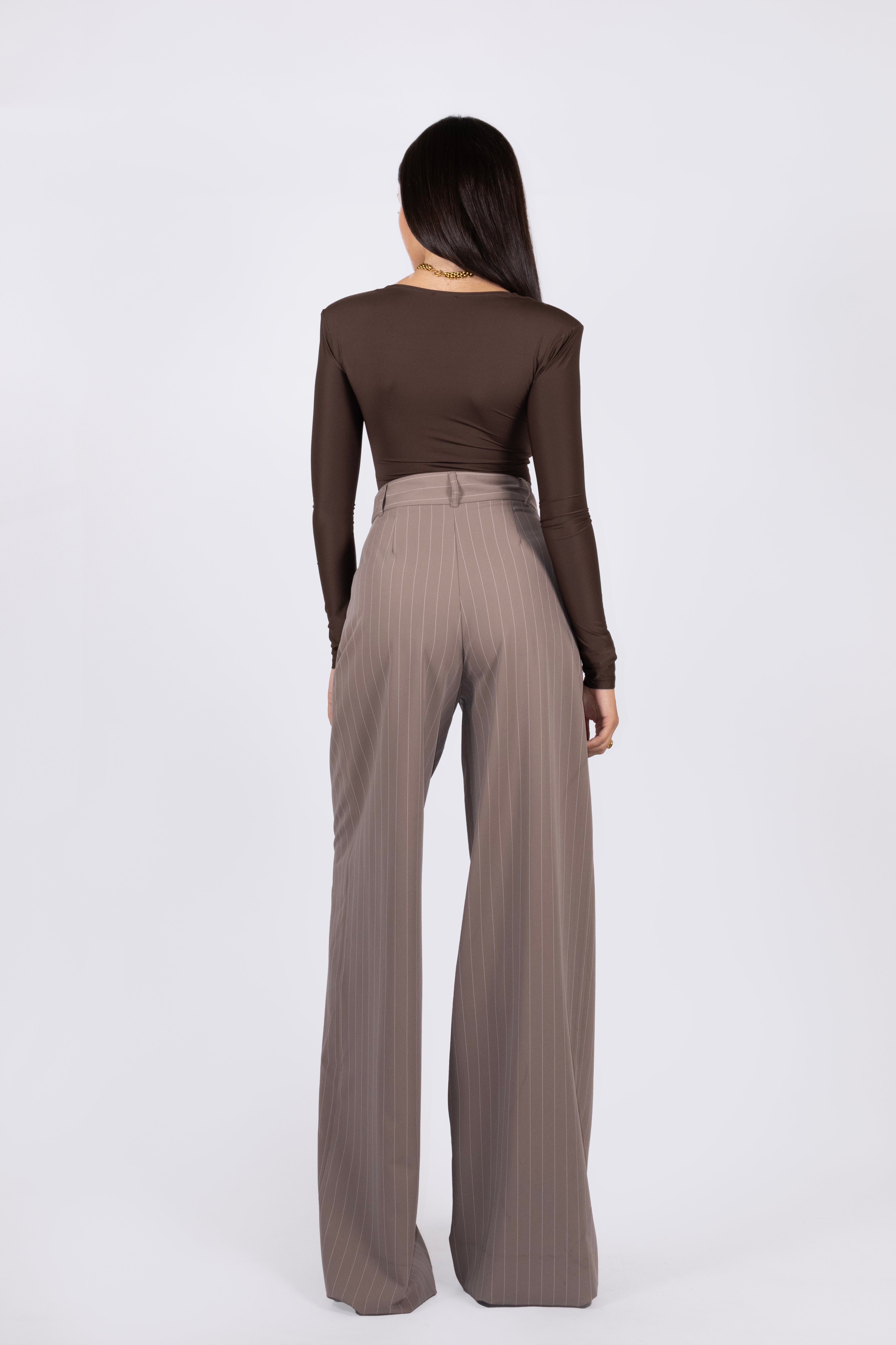 Pant LYSIANE Taupe Gessato