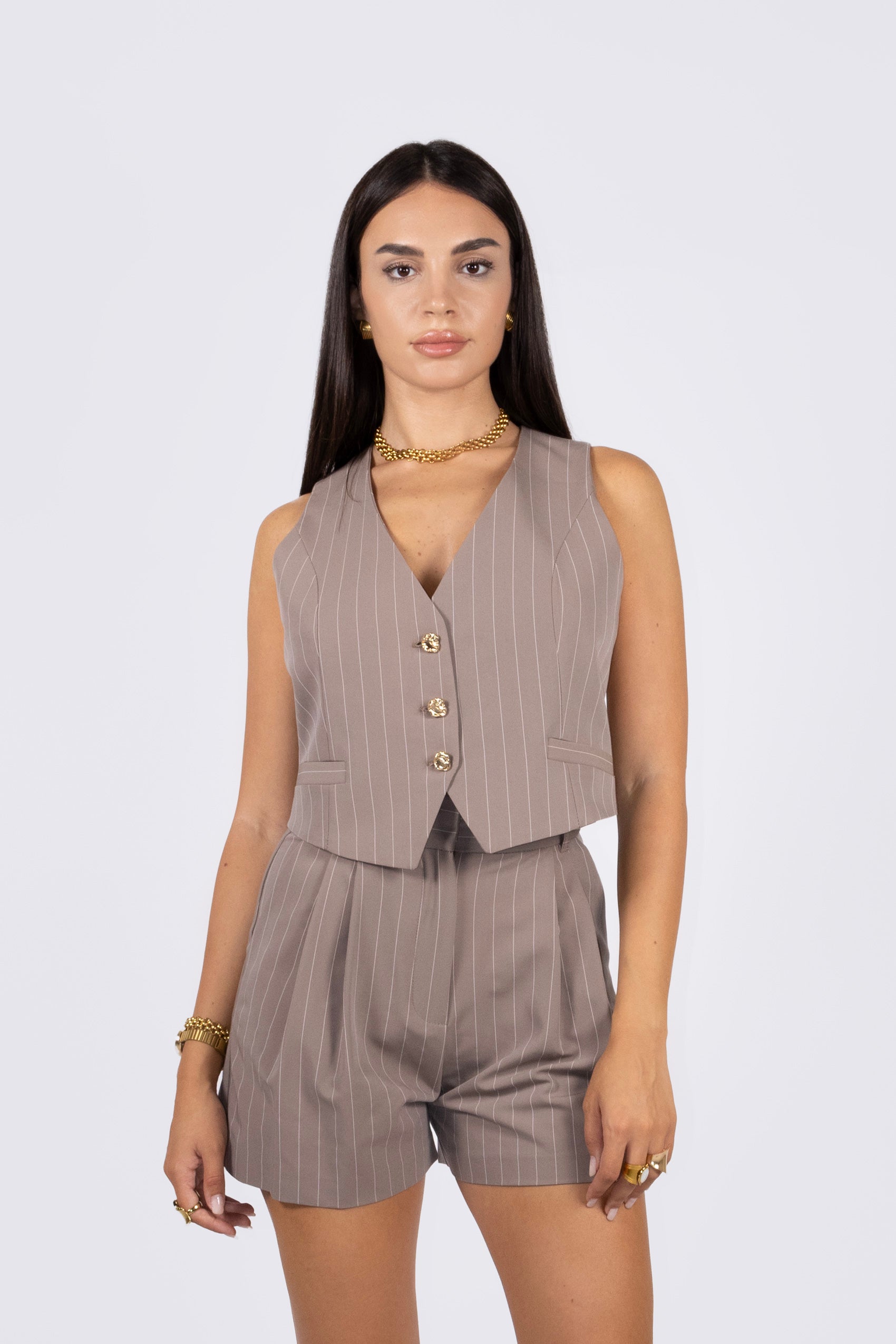 Short ZULEMA Taupe Gessato