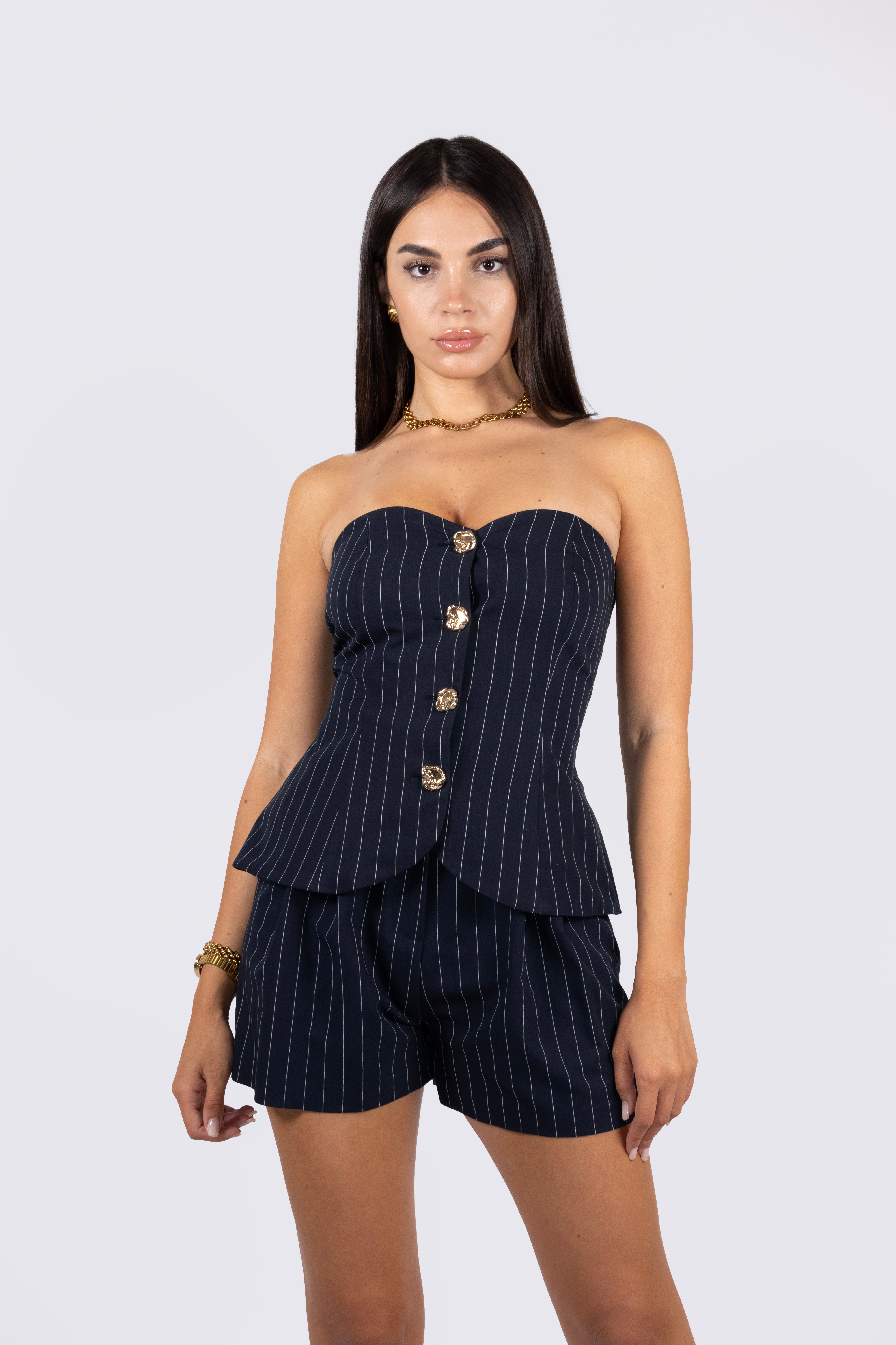 Top ALIZEE Navy Gessato