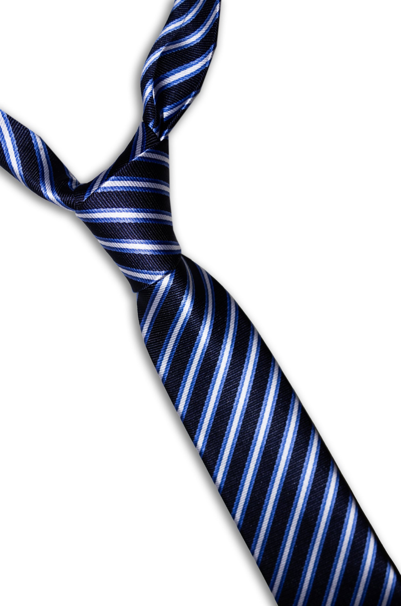 CRAVATTA Slim Blu con Riga Azzurra/Bianca