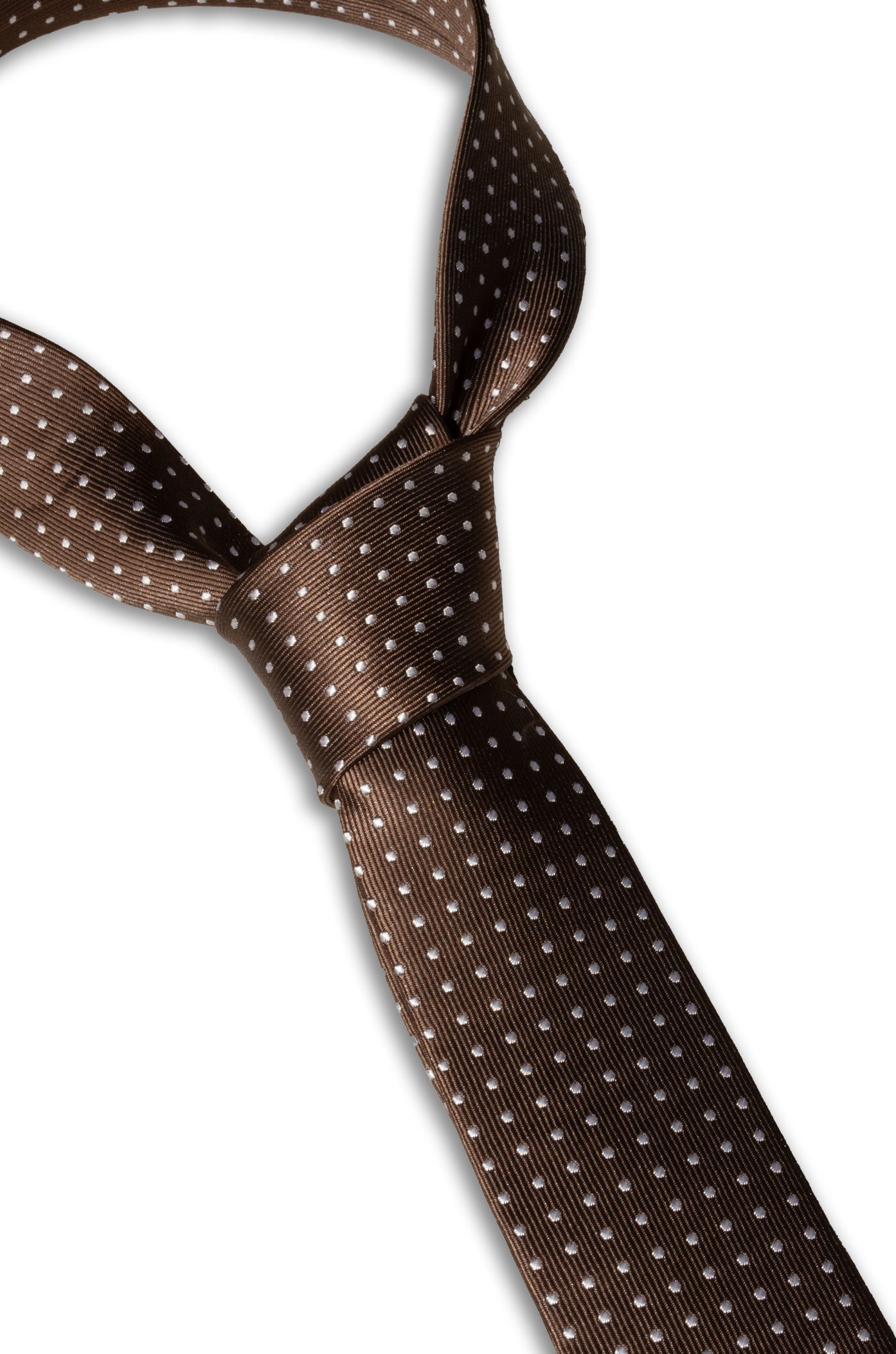 CRAVATTA Slim Marrone Pois