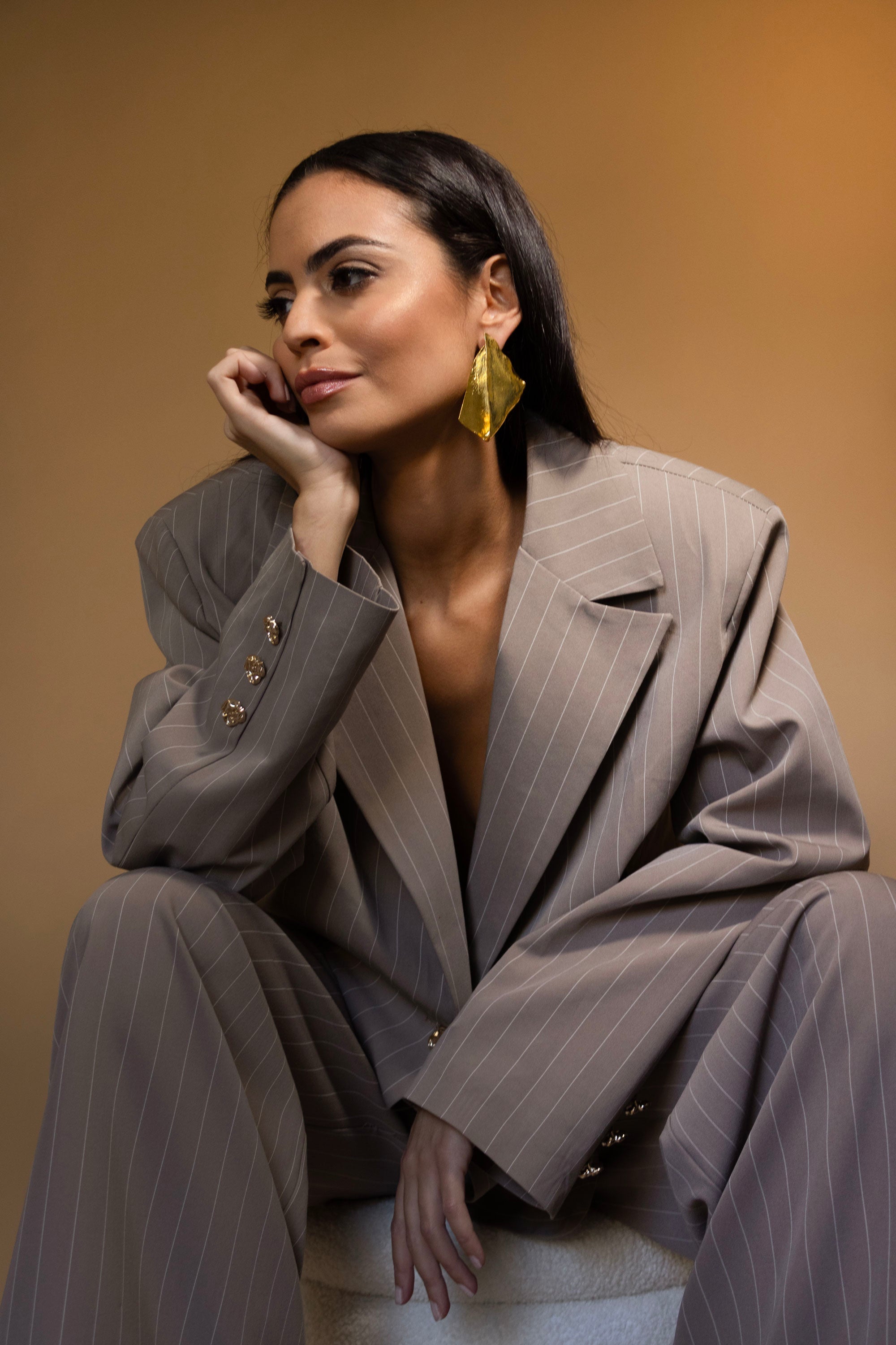 Blazer ROBERTA Taupe Pinstriped