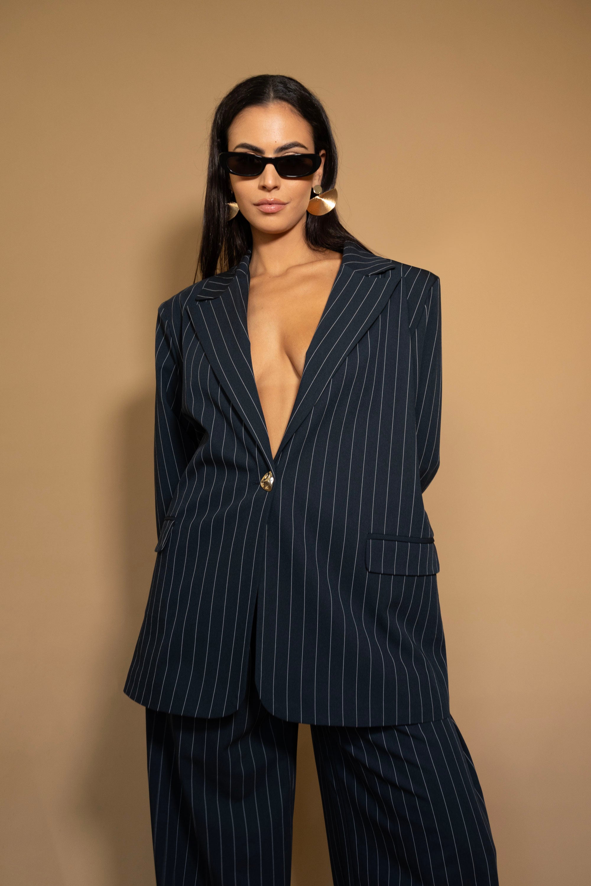 Blazer ROBERTA Navy Pinstriped
